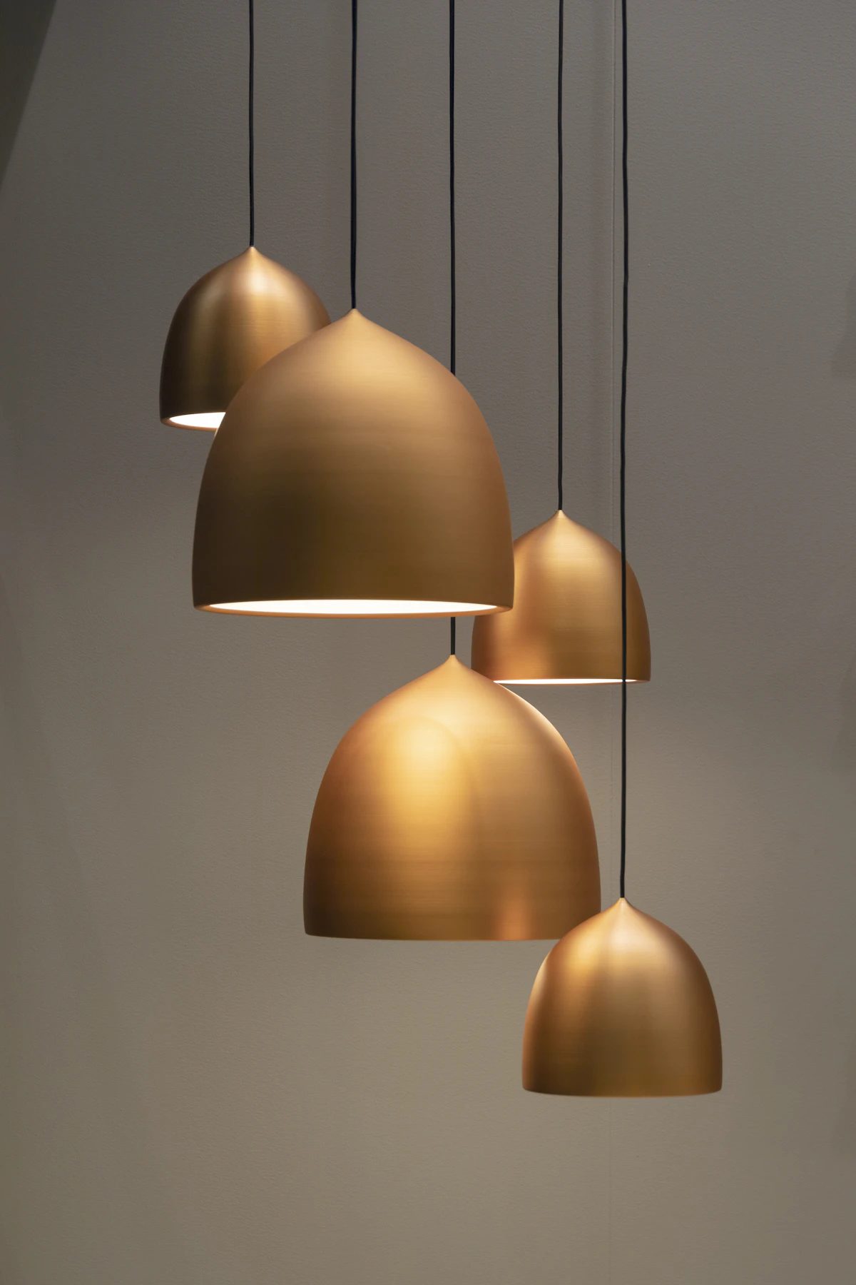 Large linen drum pendant light over a table