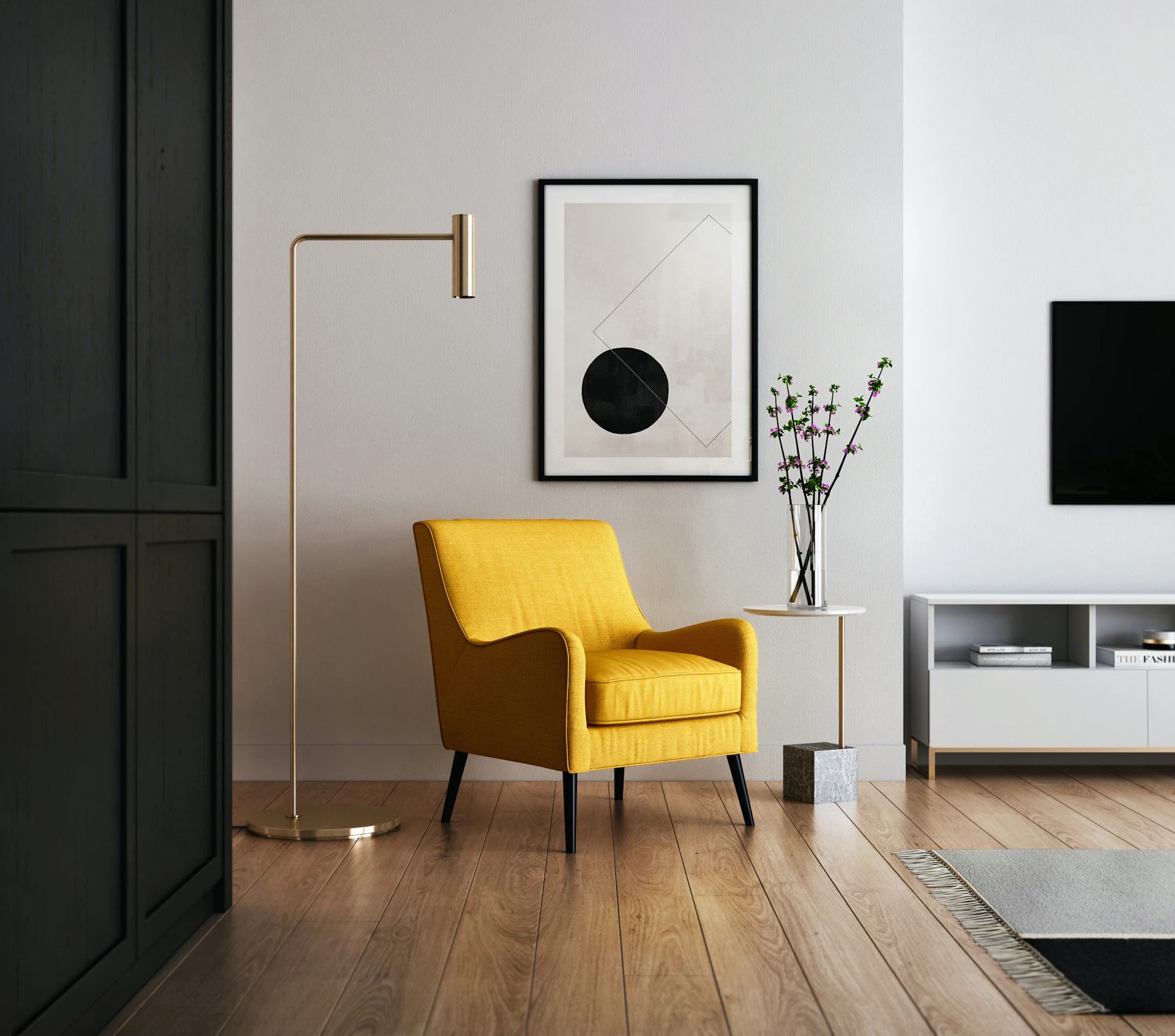 The Quiet Corner — One chair, one lamp, one print.